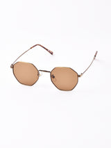 【3色展開】カラーレンズサングラス アンティークゴールド×ブラウン