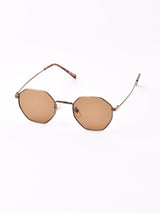 【3色展開】カラーレンズサングラス アンティークゴールド×グリーン