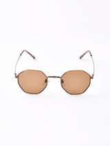 【3色展開】カラーレンズサングラス アンティークゴールド×ブラウン