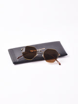 【3色展開】カラーレンズサングラス アンティークゴールド×ブラウン