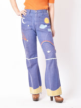 パッチデザイン デニムフレアパンツ W29