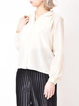 織花柄 長袖オープンカラーシャツ