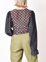 小紋柄デザインシルクトップス