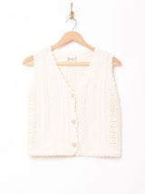 【2色展開】Elcaminoパールボタン ケーブルニットベスト