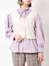 【2色展開】Elcaminoパールボタン ケーブルニットベスト