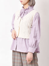 【2色展開】Elcaminoパールボタン ケーブルニットベスト