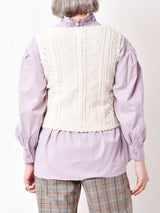 【2色展開】Elcaminoパールボタン ケーブルニットベスト