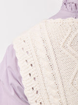 【2色展開】Elcaminoパールボタン ケーブルニットベスト