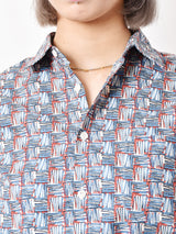 【2色展開】Elcaminoスクエアパターン コットン 長袖シャツ