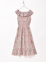 【2色展開】Emerald Motel ラッフルカラー 総柄ノースリーブワンピース