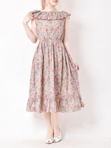 【2色展開】Emerald Motel ラッフルカラー 総柄ノースリーブワンピース