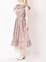 【2色展開】Emerald Motel ラッフルカラー 総柄ノースリーブワンピース