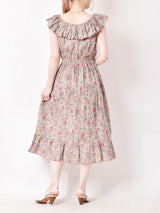 【2色展開】Emerald Motel ラッフルカラー 総柄ノースリーブワンピース