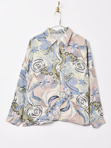 絵画風プリント レーヨンシャツ