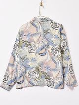 絵画風プリント レーヨンシャツ