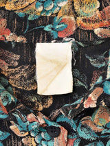 ボタニカル柄 レーヨンシャツ ブラック