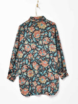 ボタニカル柄 レーヨンシャツ ブラック