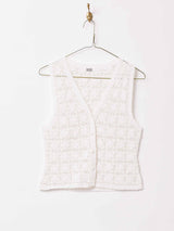 レースデザイントップス ベスト ホワイト