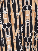 馬具デザイン 総柄 ハイゲージニットカーディガン