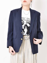 エンブレムボタン テーラードジャケット ネイビー