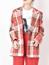 チェック柄テーラードジャケット ブラウン系