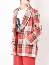 チェック柄テーラードジャケット ブラウン系