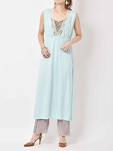 ノースリーブ ランジェリーワンピース ペールブルー