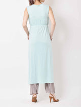 ノースリーブ ランジェリーワンピース ペールブルー