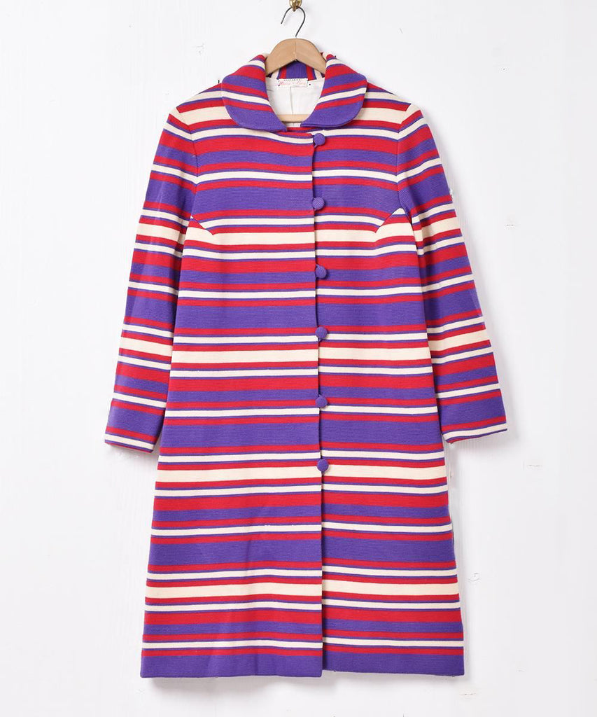 60's イタリア製 マルチボーダー ロングコート