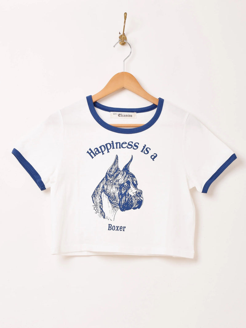 【2色展開】Elcamino クロップド プリント リンガーTシャツ