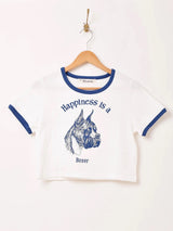 【4色展開】Elcamino クロップド プリント リンガーTシャツ