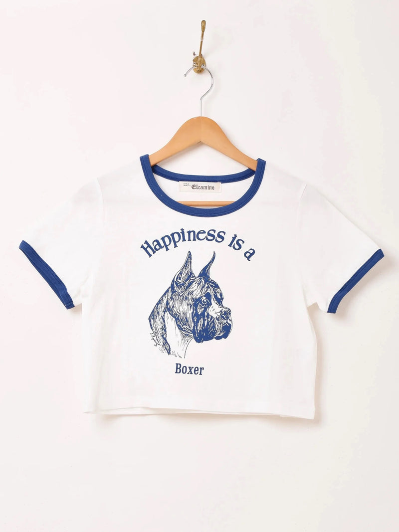 【4色展開】Elcamino クロップド プリント リンガーTシャツ