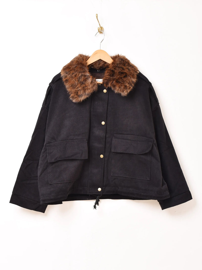 【3色展開】Elcamino レオパードファーカラー ブルゾン