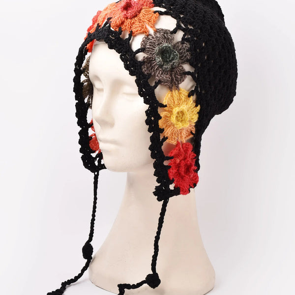2色展開】フラワークロシェ ニットキャップ – 古着屋Top of the Hillの