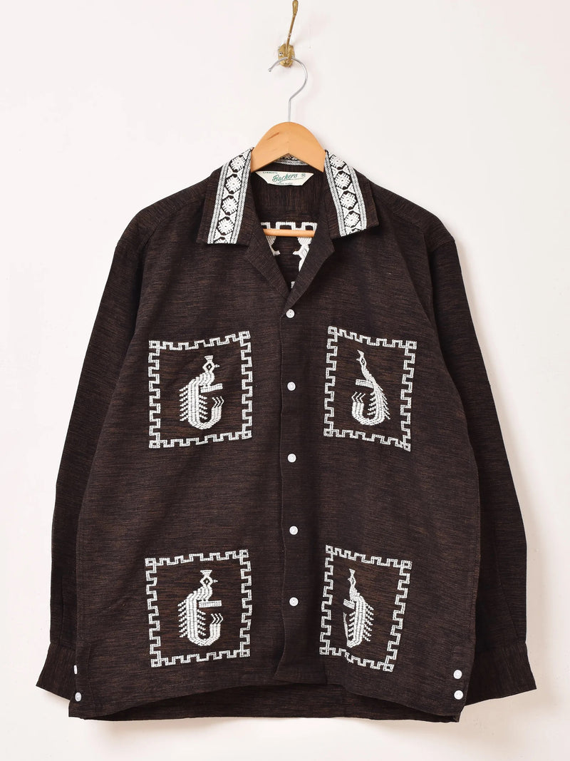 【3色展開】Backers グアテマラデザイン 刺繍 長袖シャツ