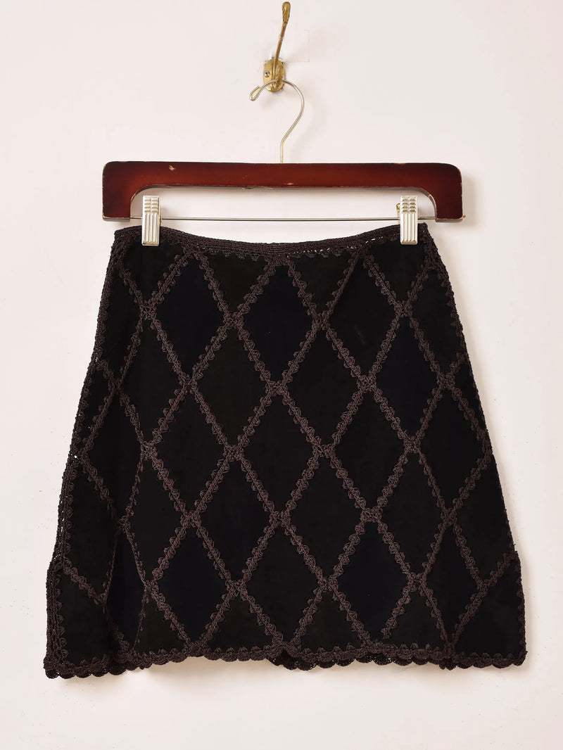 【3色展開】Emerald Motel パッチワーク スエード ミニスカート