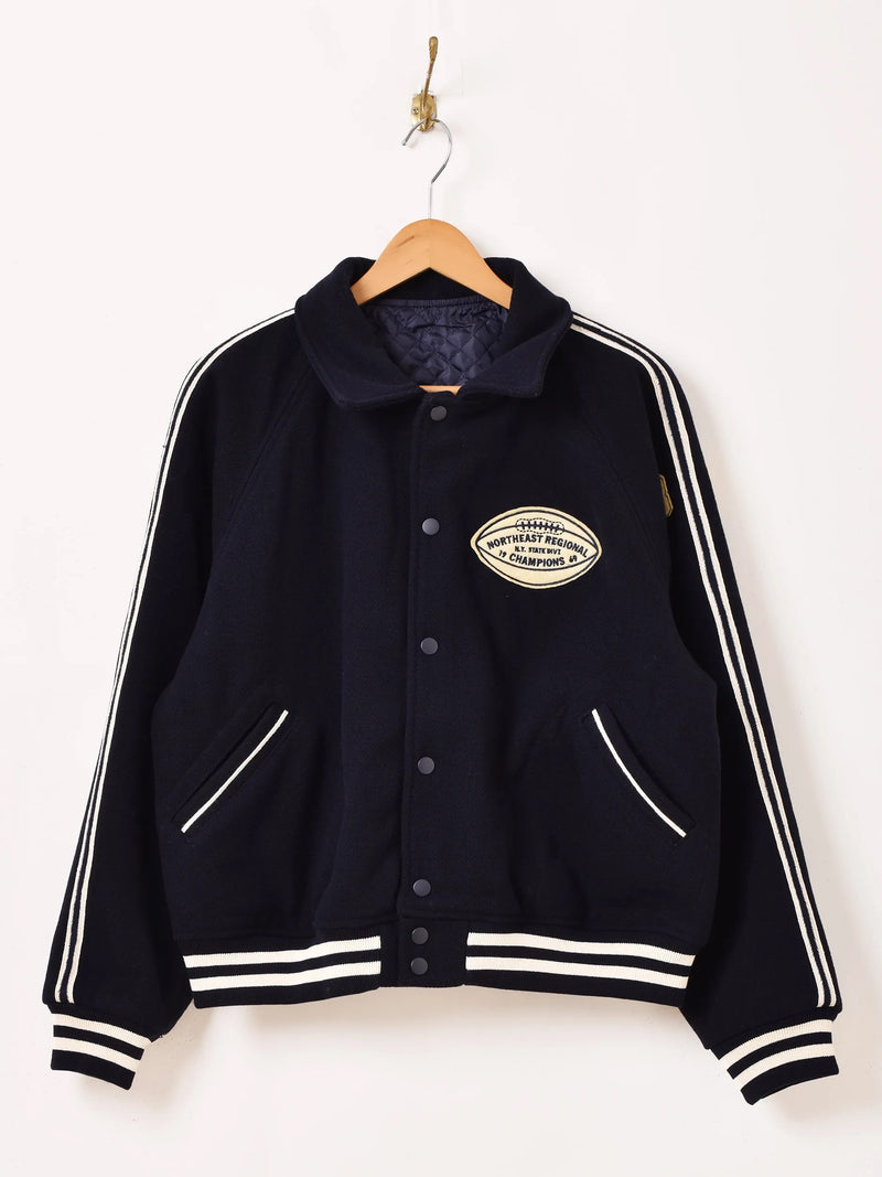 2色展開】 パッチ刺繍 ラインデザイン スタジアムジャケット – 古着屋