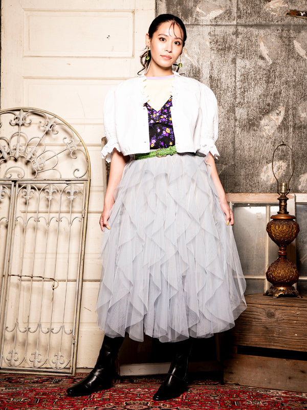 Cropped Blouse × Tulle Skirt