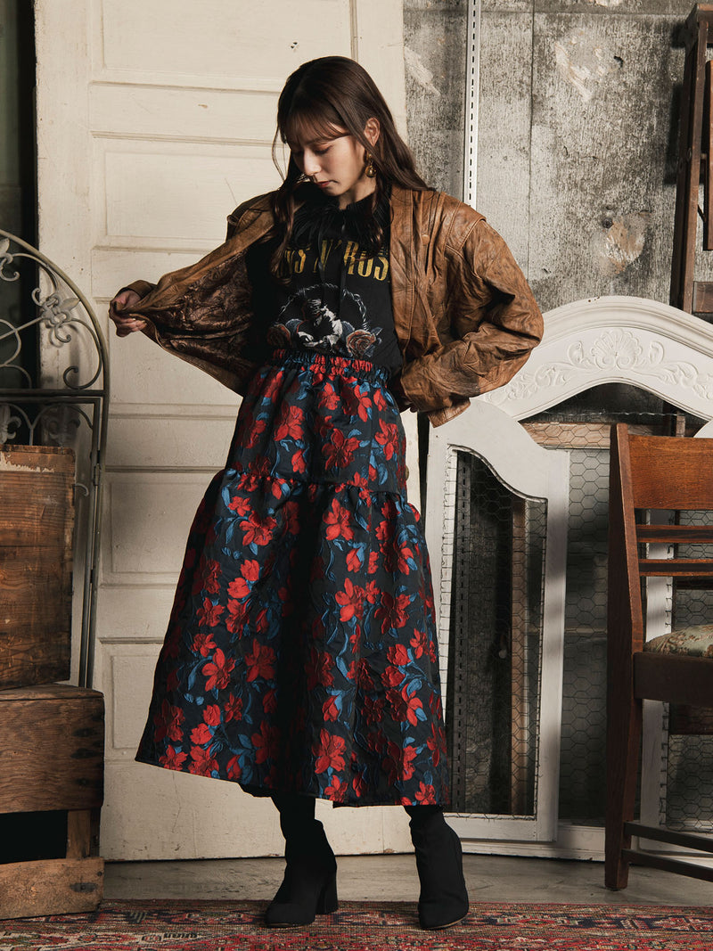 Flower Pattern Jacquard Skirt