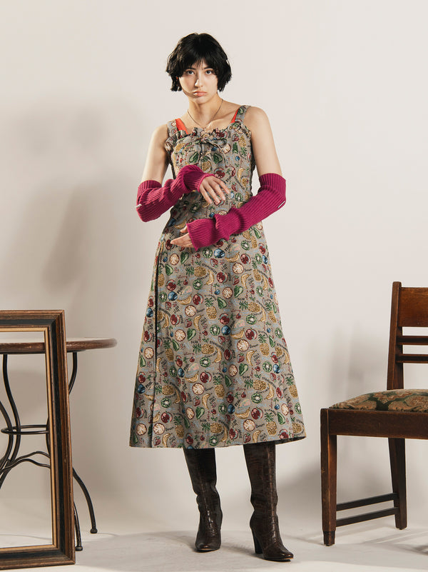 Lace Up Gobelin Dress