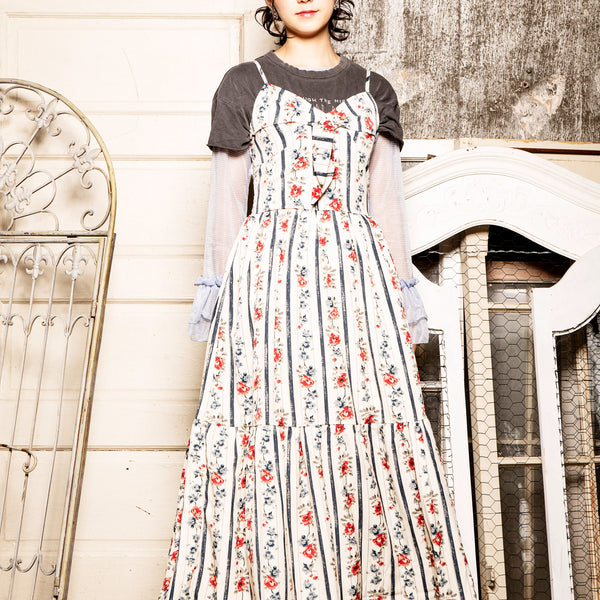 【新品】【定価3.5万】NINE キャミソールワンピース 洗える》エブ楽 プリントキャミソールワンピース【CF/クロス