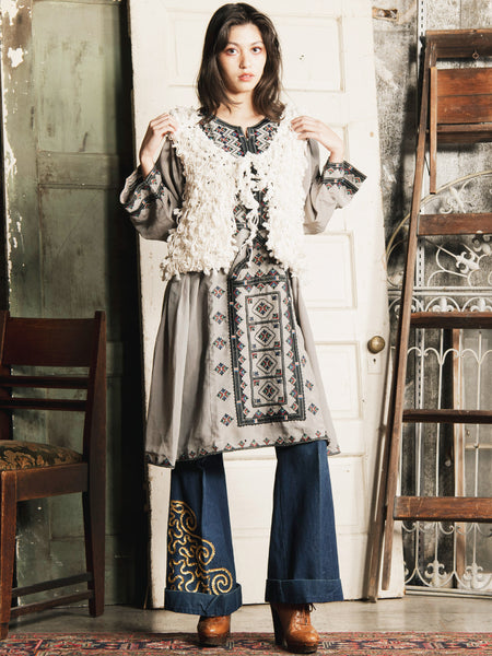 3色展開】Meridian ループヤーン フロントリボン ニットベスト – 古着