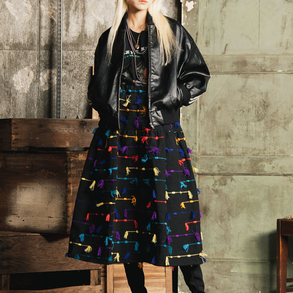 【超特価‼️】MSGM エムエスジーエム バンブー柄フリンジスカート 40 241211-
