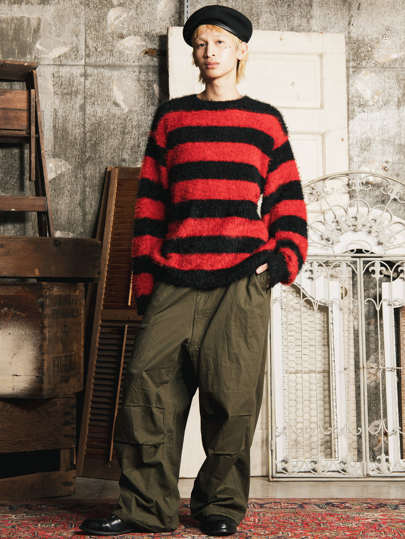 【3色展開】Backers ボーダー柄 シャギー セーター