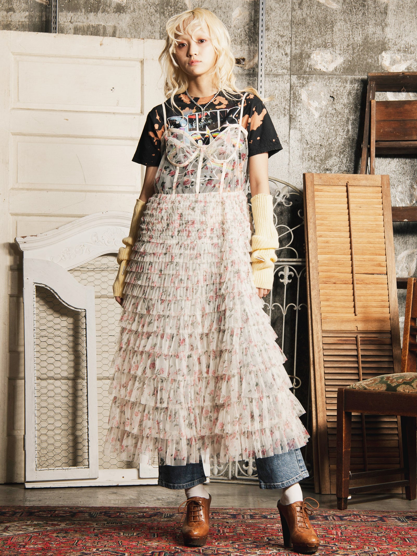 1800年代　アンティーク　キャミソール 70's USA VINTAGE LACE DESIGN NIGHTY DRESS CAMISOLE/70年代