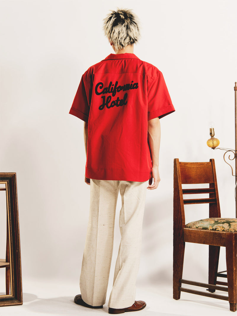 【3色展開】Backers 刺繍 半袖 オープンカラーシャツ 「California Hotel」
