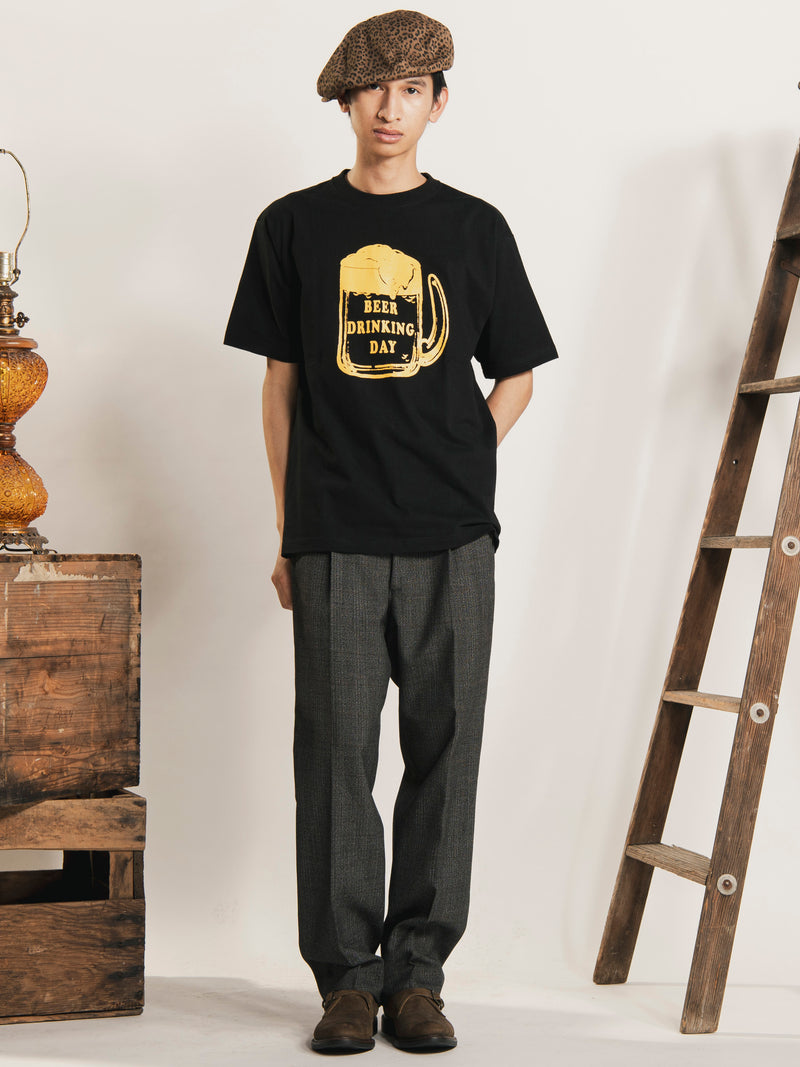 【2色展開】 プリントTシャツ「BEER DRINKING DAY」