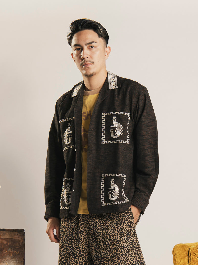 【3色展開】Backers グアテマラデザイン 刺繍 長袖シャツ