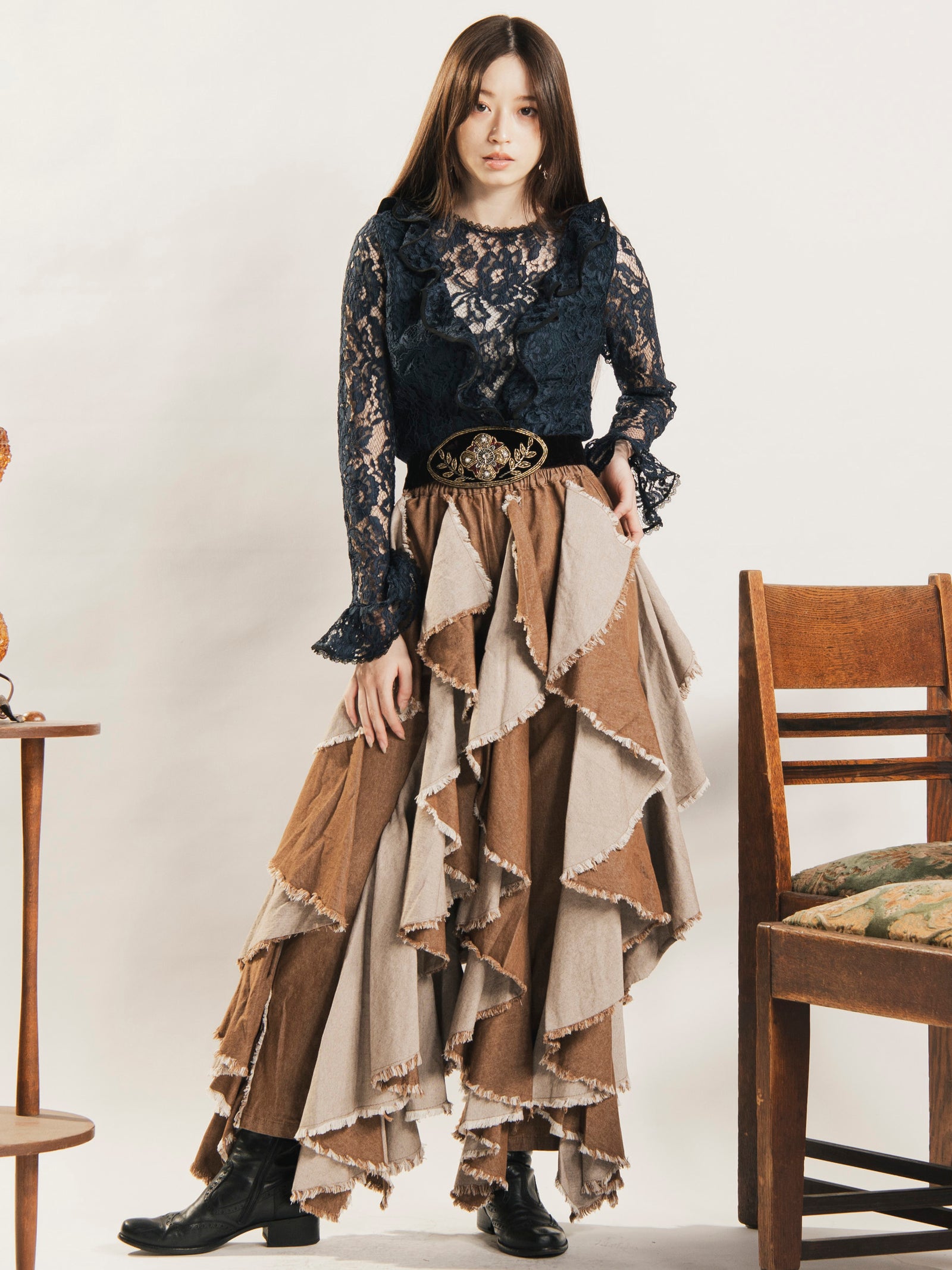 3色展開】 スパイラルフリル デニムパンツ – 古着屋Top of the