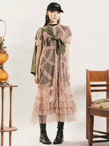 【3色展開】Emerald Motel チュール ギャザーフリル 半袖ワンピース